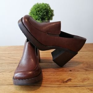 KIKS Brown leather platform loafers